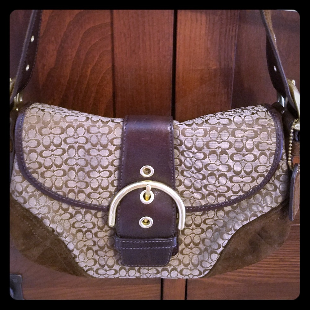 Coach Classic Suede Shoulder Handbag, EUC